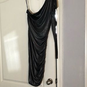 Bebe Slinky charcoal black shimmery dress